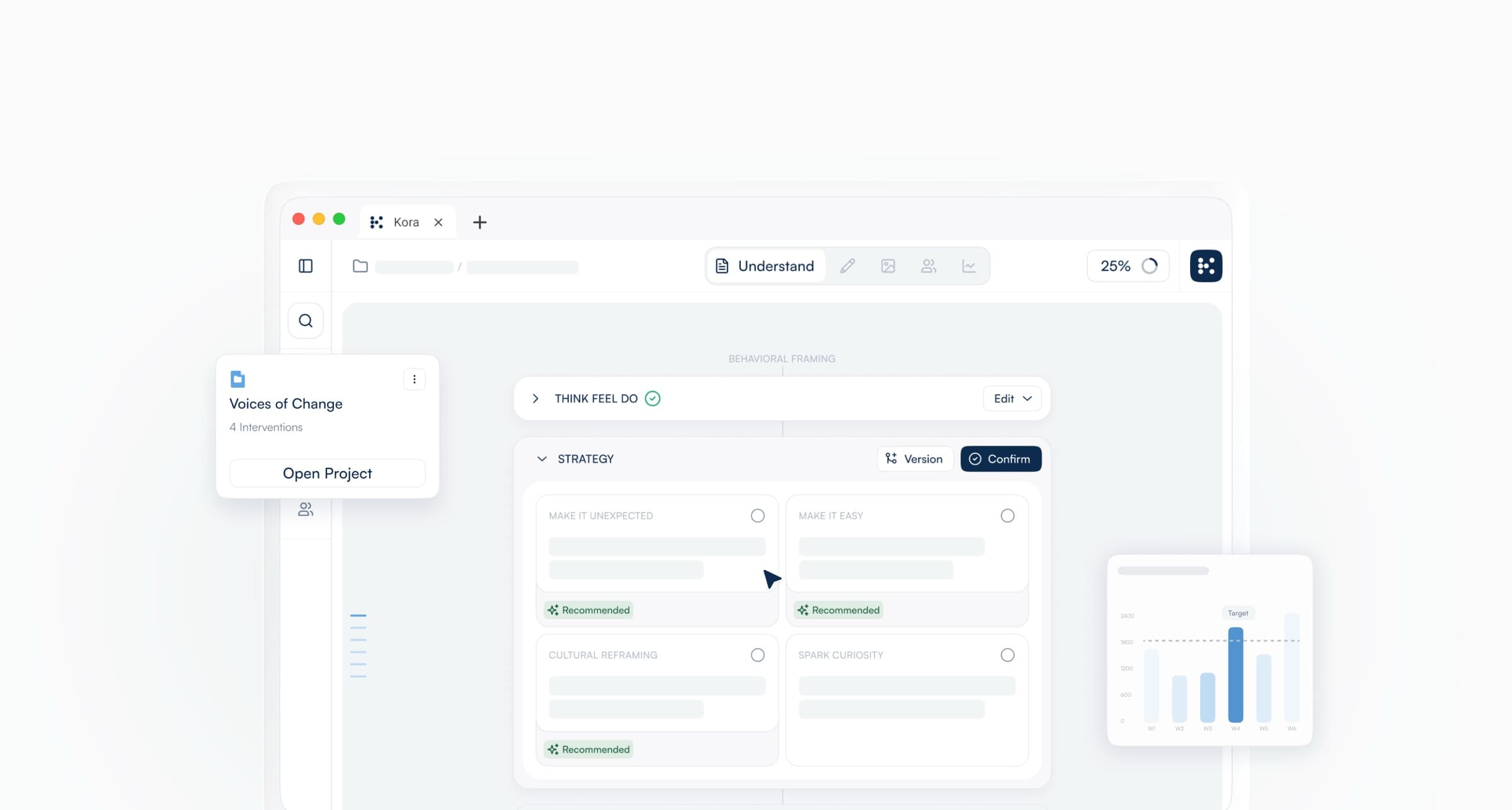 Kora — Behaviour Change platform view